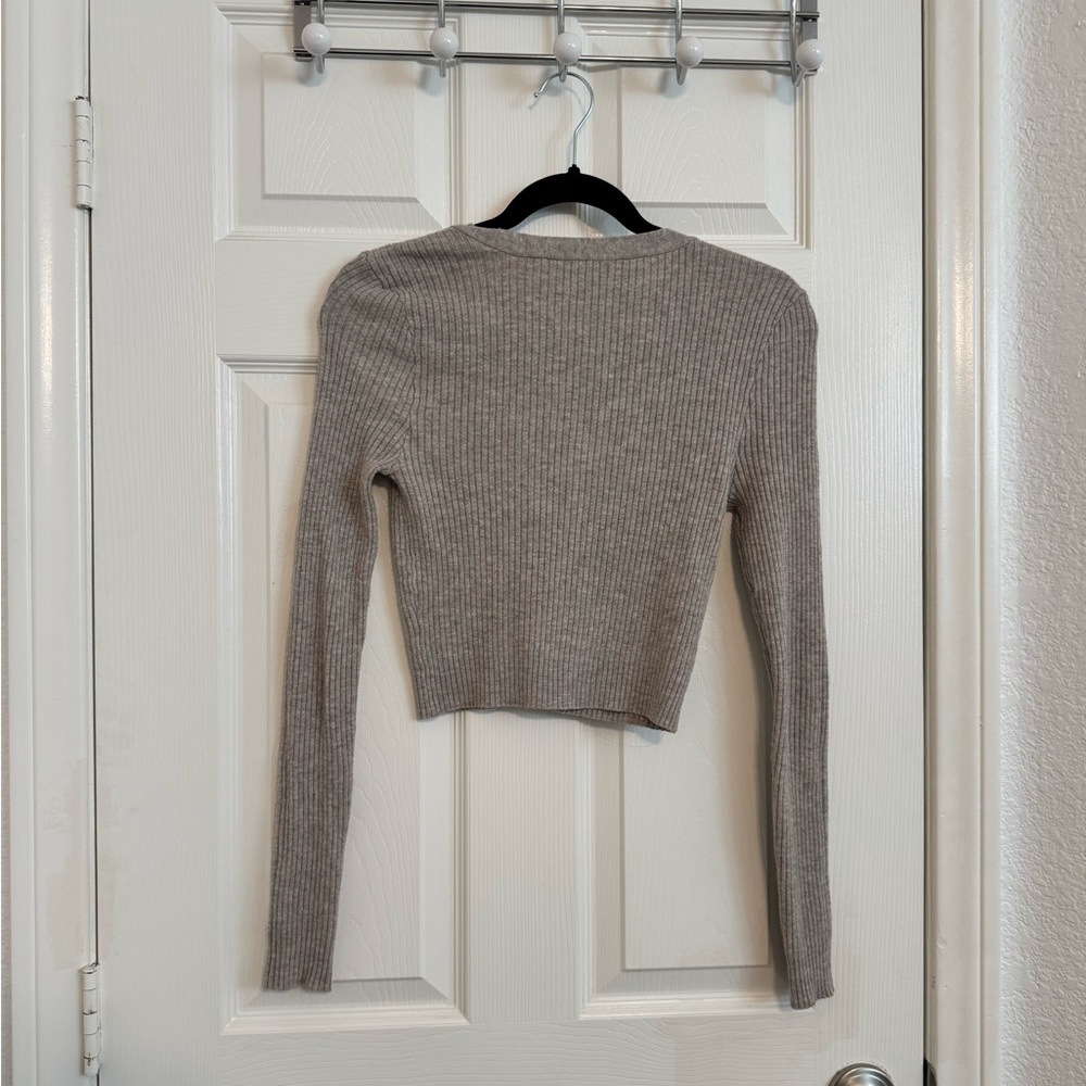 Active USA Gray Ribbed Cardigan - Picture 4 of 4